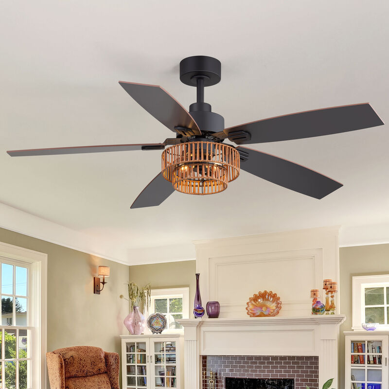 Breezary 52" Ceiling Fan with Lights,Wood Blades, Remote Control, 6 Speeds image number 7