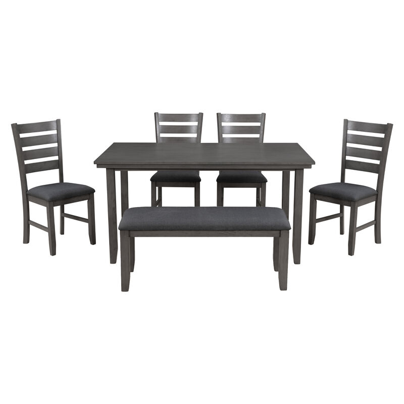 Merax Dining Room Table and Chairs with Bench, Set of 6