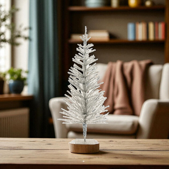 Glittered Pine Tree Accent for Holiday Table, Shelf, or Entryway Decor