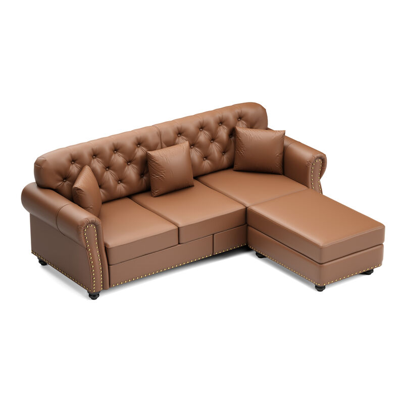 Viltux 82.6"Upholstered Faux Leather Sectional image number 8