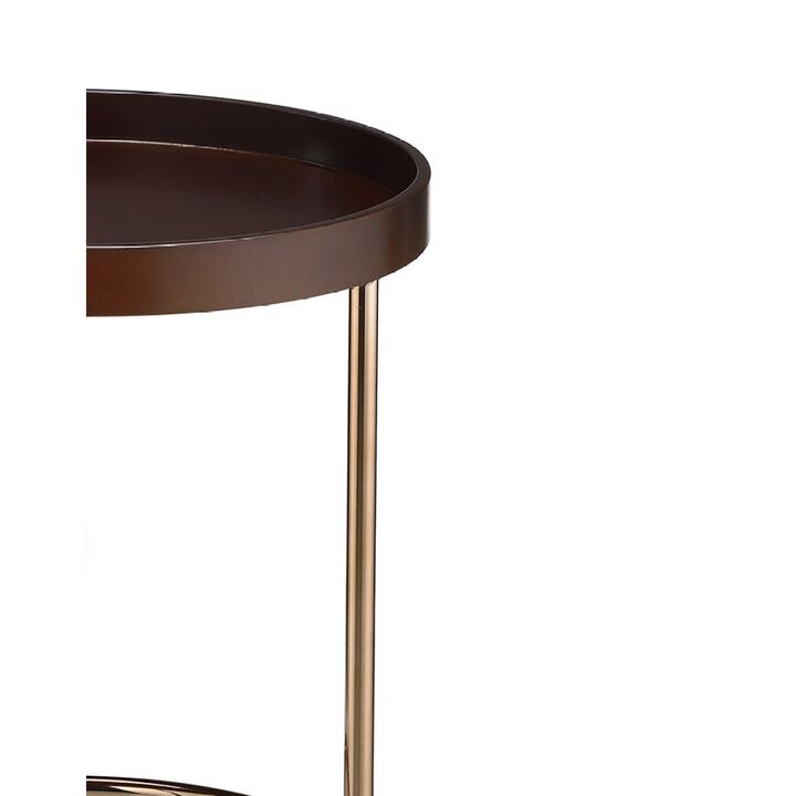 21.75" Espresso Edie Mid Century Lipped Edge Side Table w/ Copper Legs