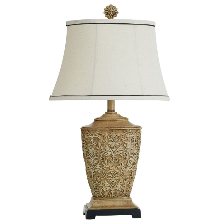 Traditional carved table lamp