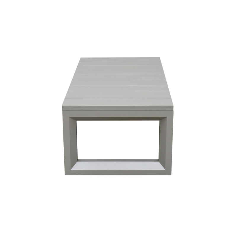 Outdoor Showcase: Contemporary Cocktail Table - Neutral Style, Beveled End Panels, Geodesic Pattern - Rust-Resistant, Scratch & Weather-Resistant Aluminum Frame