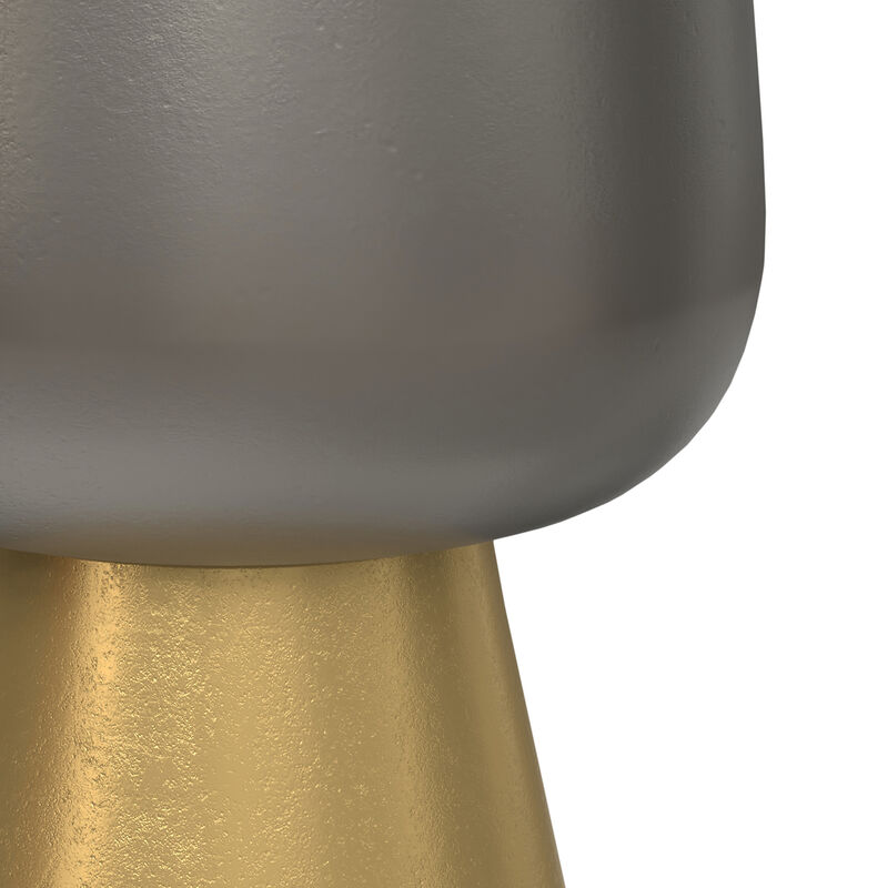 Anthony Contemporary 14 inch Wide Cast Aluminum Side Table in Antique Bronze/Antique Brass, Fully Assembled