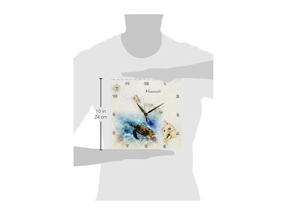 Hawaiian Islands Chart Sea Turtle Wall Clock 10 Inch Home Decor