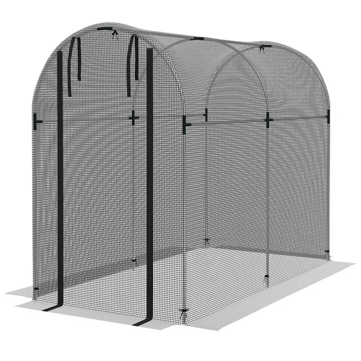 Outsunny 4' x 4' Crop Cage, Plant Protection Tent with Zippered Door and Galvanized Steel Frame, Fruit Cage Netting Cover for Garden, Yard, Lawn, Black