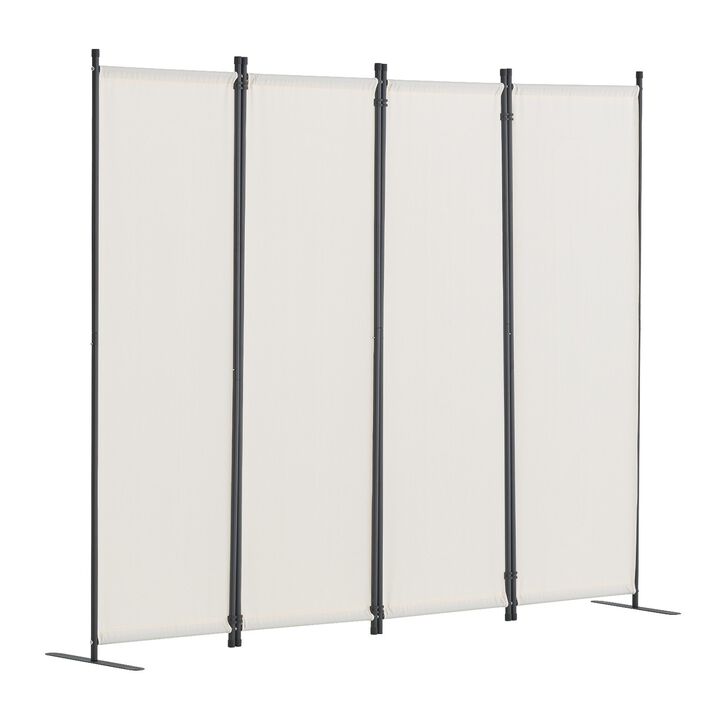 Folding Privacy Screen with 4 Fabric Panels for Bedroom, Study, or Living Room