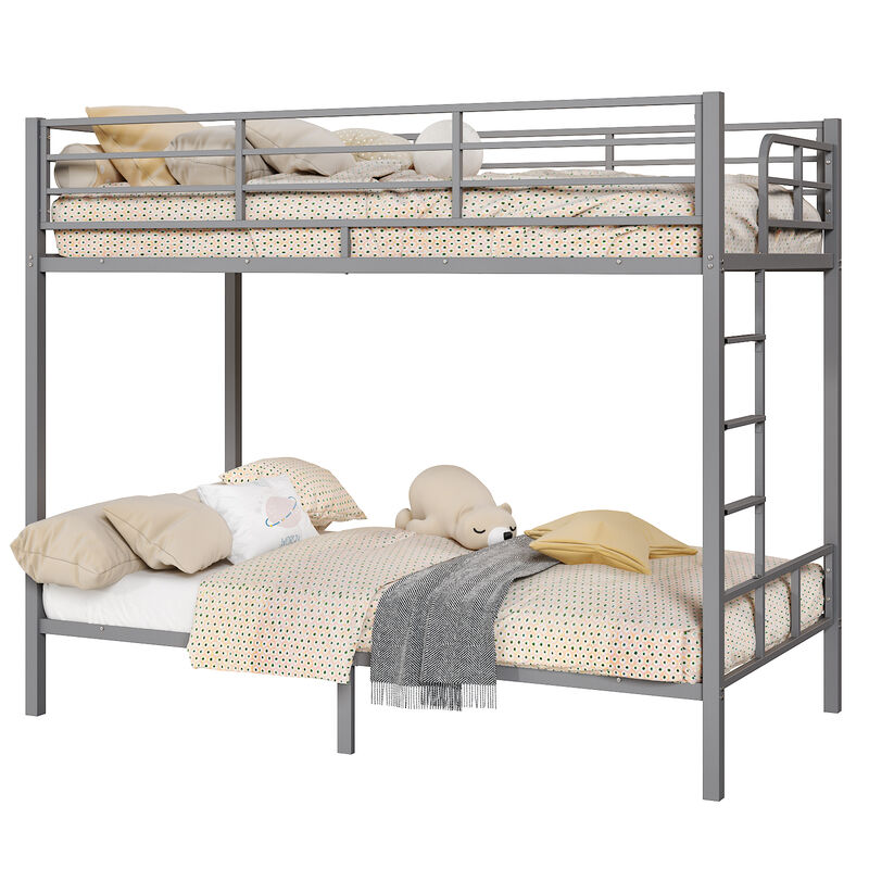 Square Tube Bunk Bed with High Guardrails & Side Ladder &ndash; Strong Iron Frame image number 7