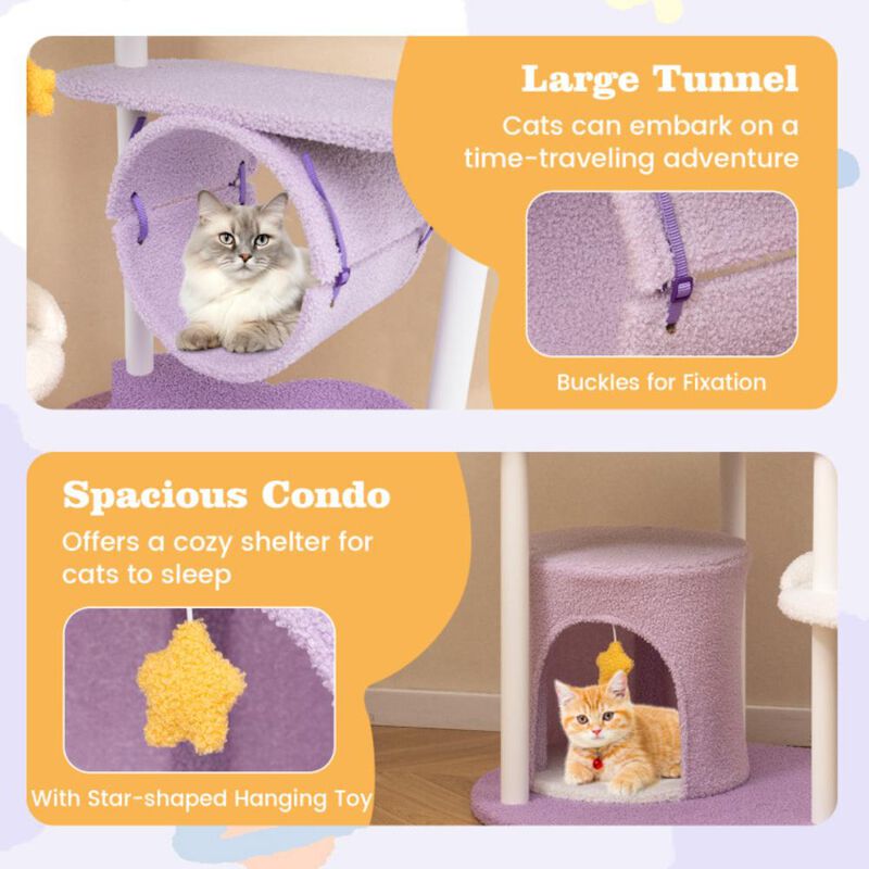 Hivvago 62 Inches Large Cat Tower with Metal Frame and Jumping Platforms