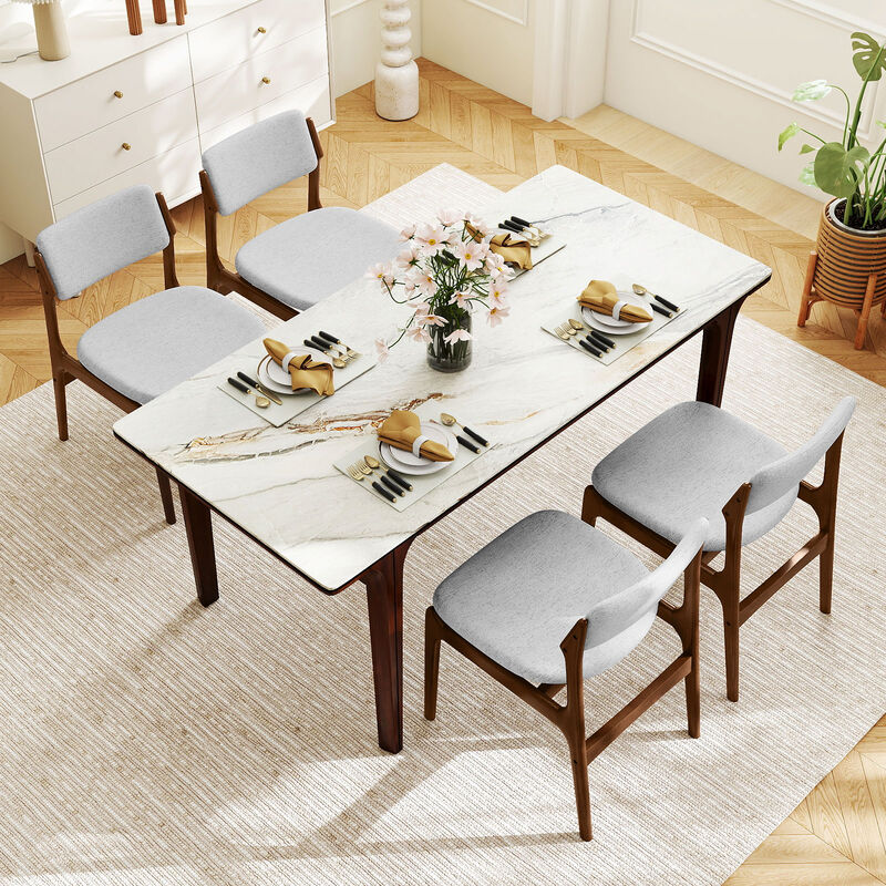 Set of 4 Modern Dining Chairs with Padded Seats and Rubber Wood Legs image number 4