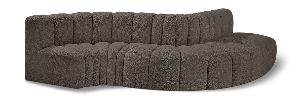 Meridian Furniture Arc Brown Boucle Fabric Modular Sofa