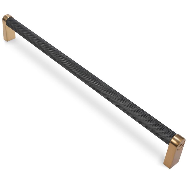 BUKOBYHE 10 Pack 10 inch Black and Champagne Bronze Kitchen Cabinet Handles Knurled Cabinet Pulls Black Drawer Pulls Kitchen Har