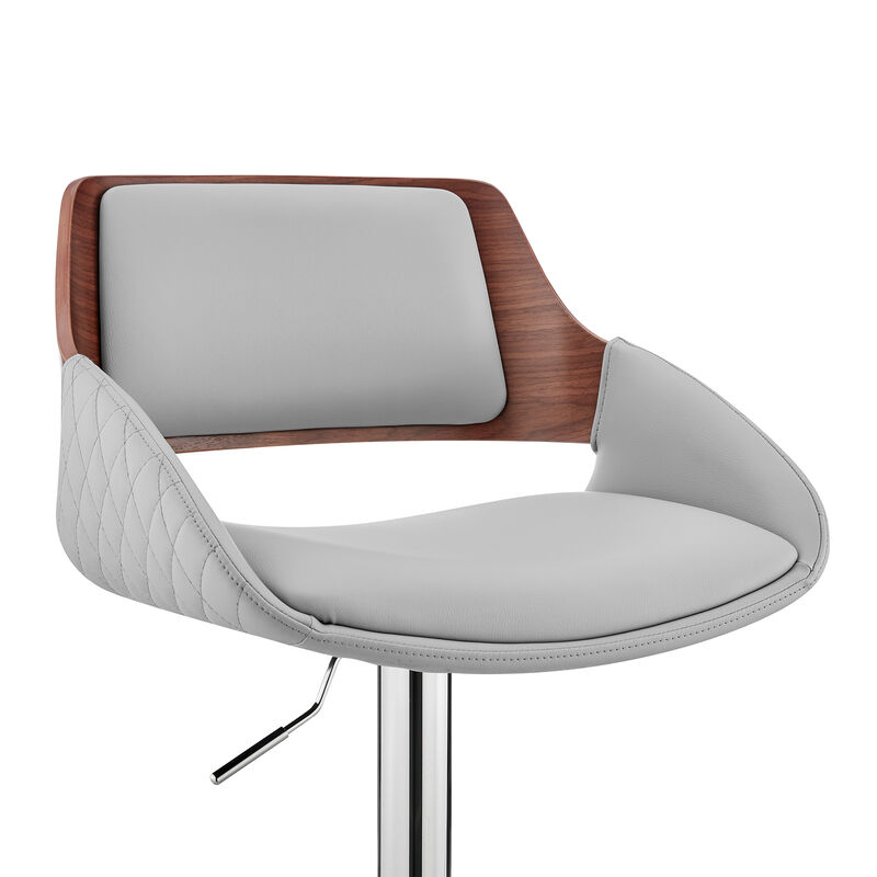 Colby Adjustable Gray Faux Leather and Chrome Finish Stool