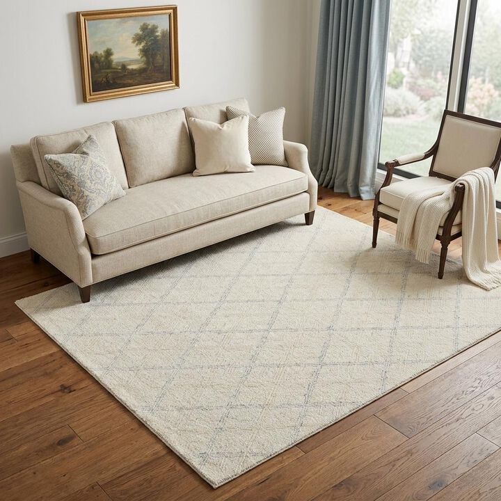 HomeRoots Wool Abstract Geometric Hand Tufted Non Skid Area Rug