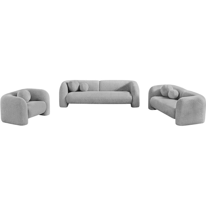 Meridian Furniture Emory Grey Boucle Fabric Loveseat