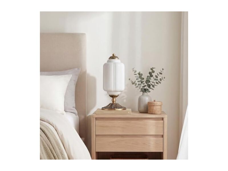 Farmhouse Modern Antique Glass Brass Table Lamp For Living Room Bedroom Desk image number 2