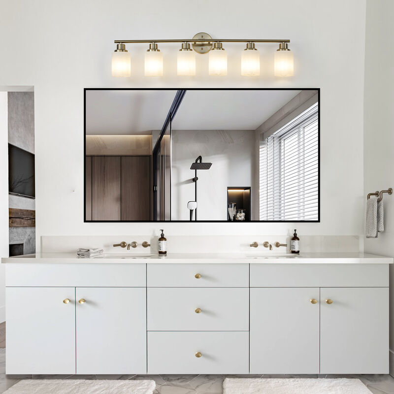 ELEMENT ACE 39 Inch 6-Light Wall Mounted Vanity Lighting Fixture with Frosted Glass Shades for Bathroom Dressing Room Hallway Indoor Decorative Illumination image number 4