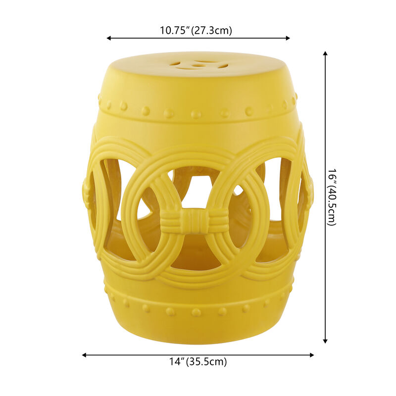 Lucky Coins 16" Chinese Ceramic Drum Garden Stool