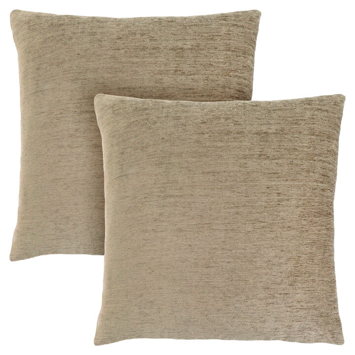 Monarch Specialties I 9297 Pillows, Set Of 2, 18 X 18 Square, Insert Included, Decorative Throw, Accent, Sofa, Couch, Bedroom, Polyester, Hypoallergenic, Beige, Modern