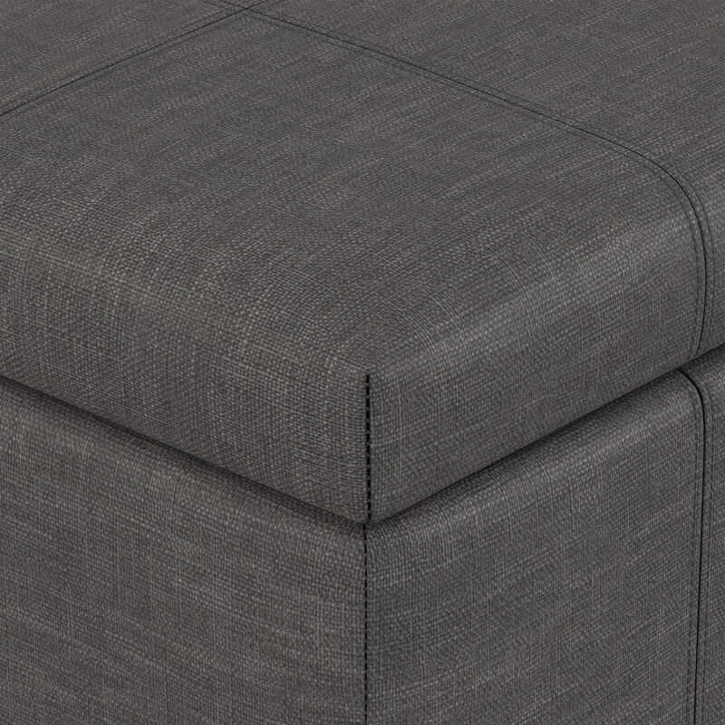 Dover 36 inch Wide Contemporary Rectangle Storage Ottoman Bench in Slate Grey Linen Look Fabric, Assembled image number 7
