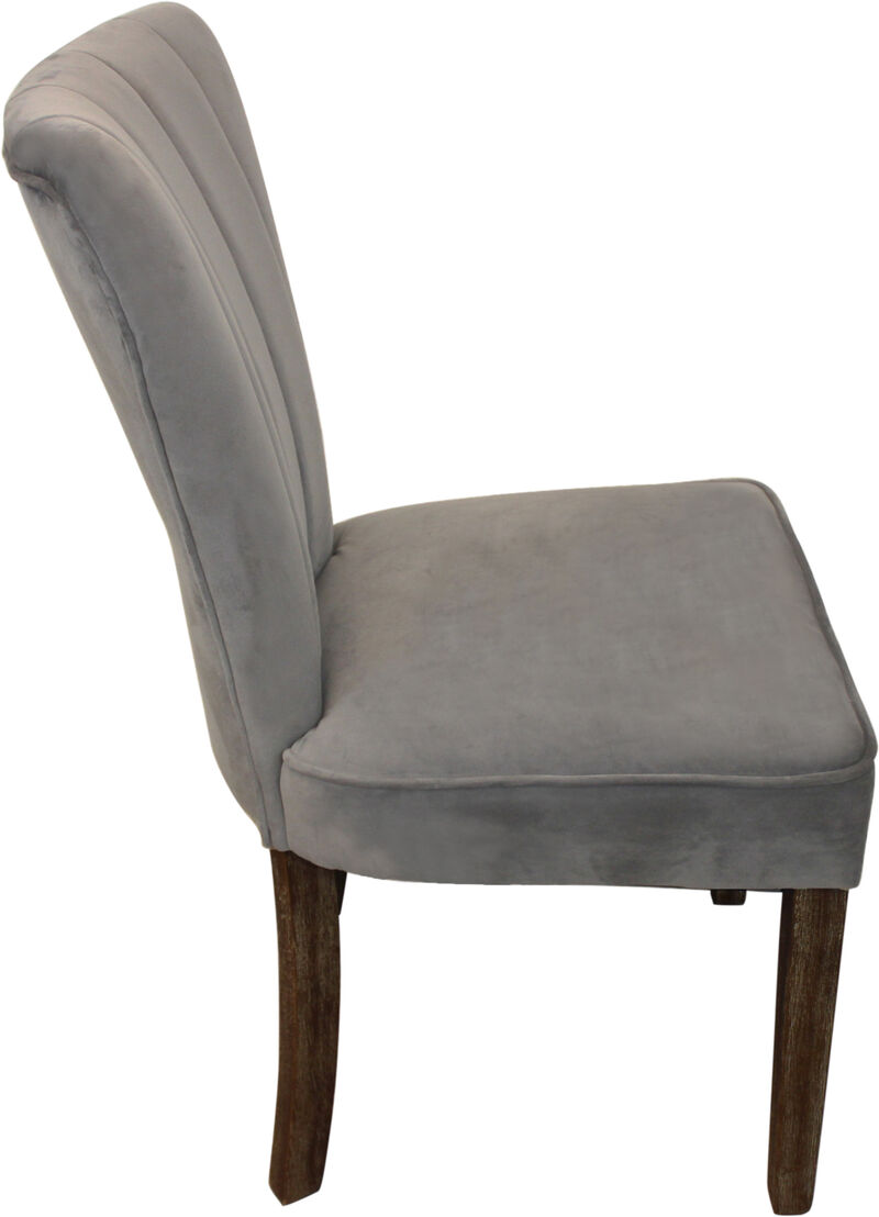 HomeRoots Set of Two Gray And Brown Upholstered Velvet Dining Parsons Chairs image number 2
