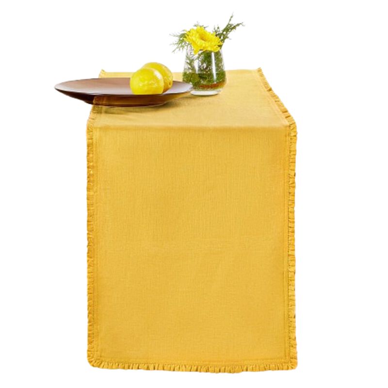 Solino Home 100% Pure Linen Table Runner - Juliette Ruffle