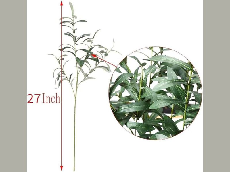 5 Piece Green Artificial Greenery Stems Vase Filler Olive Branches image number 2