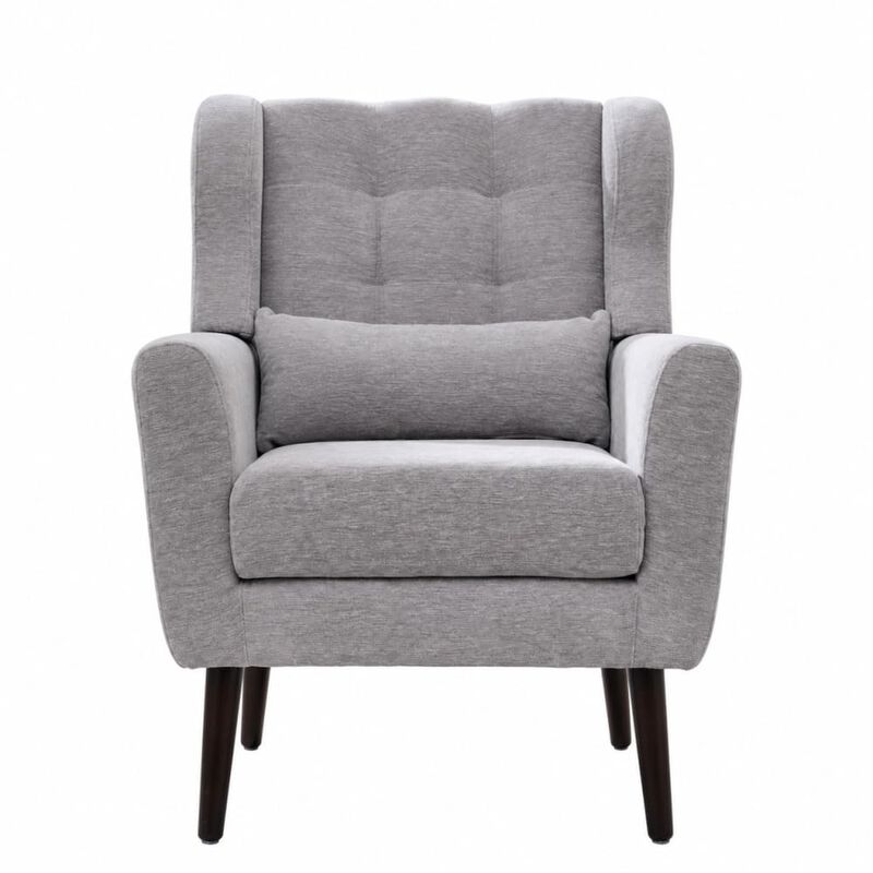 GOODSILO Upholstered Chenille Accent Armchair with Pillow, Comfy Padded Lounge Chair for Small Spaces, Living Room, Bedroom image number 0