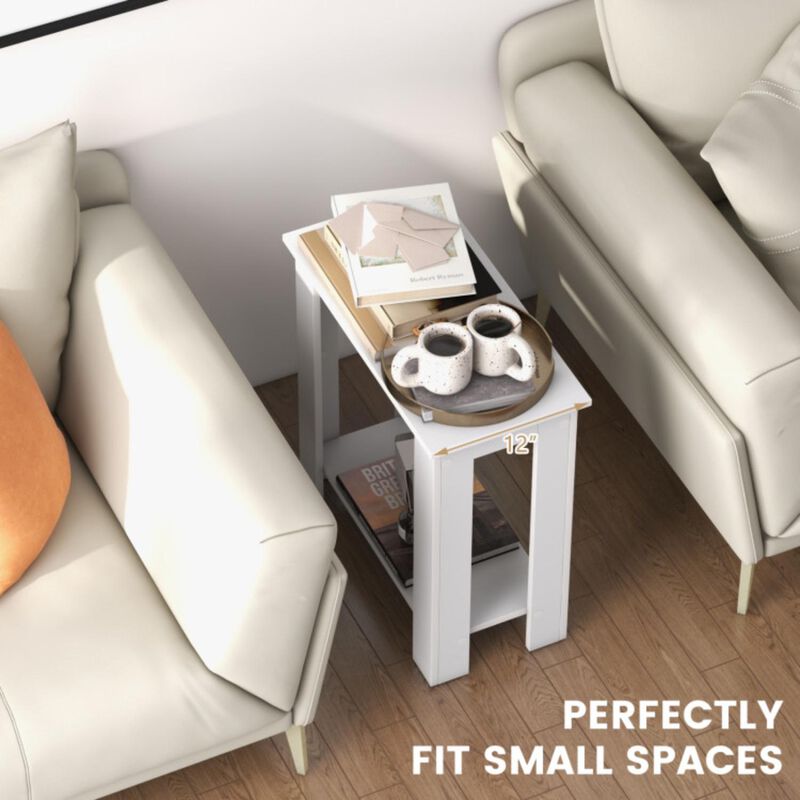 Hivvago 2-Tier Modern Compact End Table with Storage Shelf