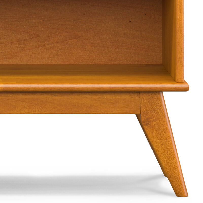 Draper SOLID HARDWOOD 30 inch x 64 inch Mid Century Modern Low Bookcase in Teak Brown