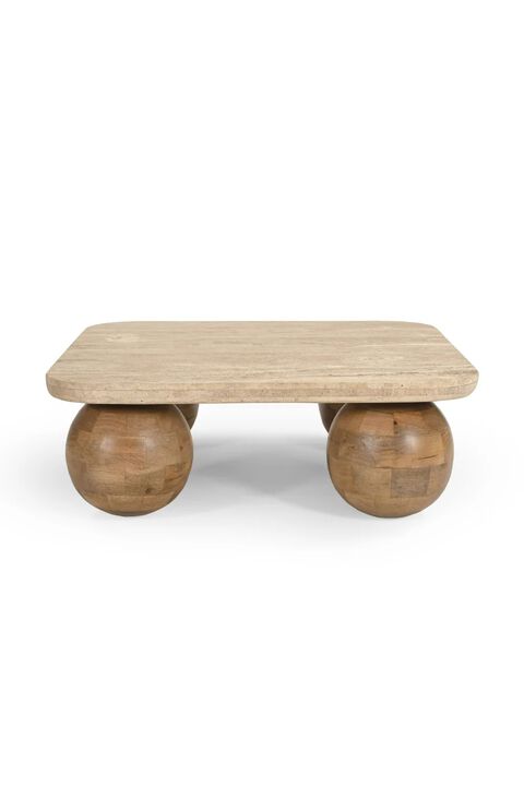 Travertine Beige Coffee Table | OROA Modern Seadrift