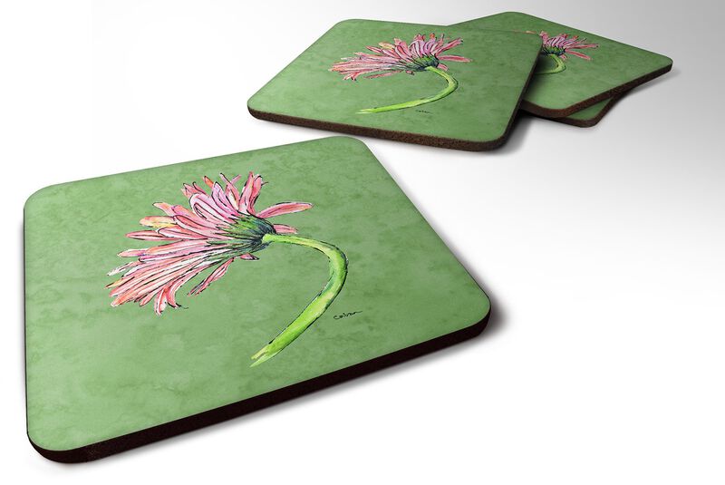 Caroline's Treasures 8853FC Gerber Daisy Pink Foam Coasters (Set of 4), 3.5 H x 3.5 W, Multicolor