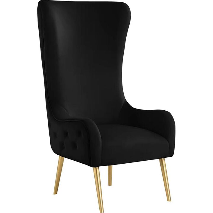 Best Master Furniture Venetian Black Tufted Velvet High Back Armchairs