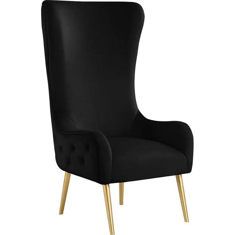 Best Master Furniture Venetian Black Tufted Velvet High Back Armchairs