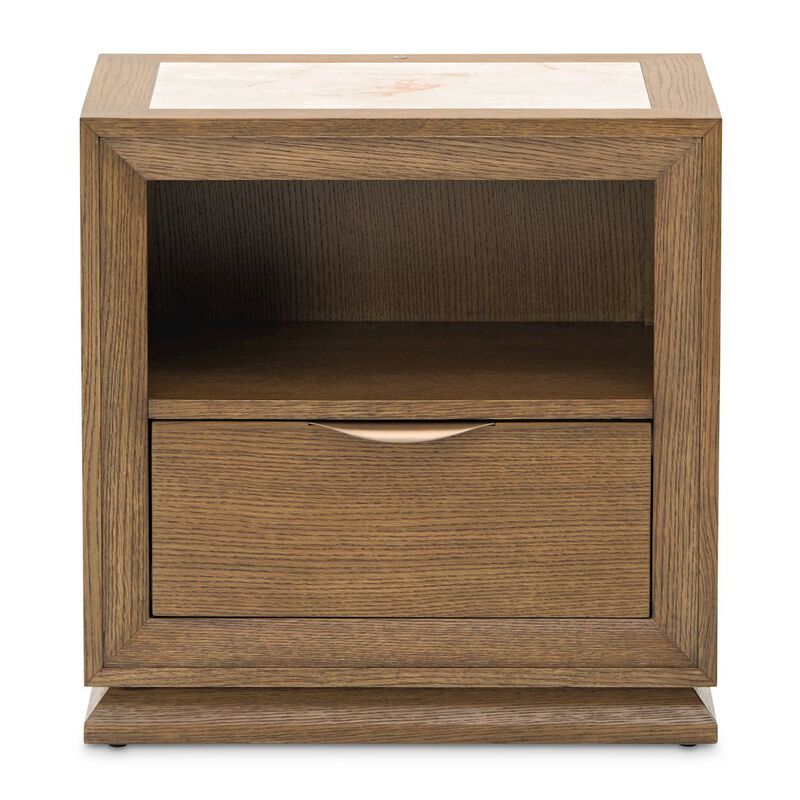 Portrait 1-Drawer Nightstand with LED Lights - Sienna Brown image number 1