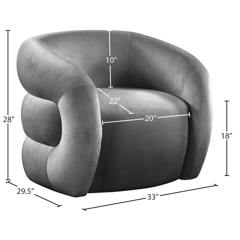 Meridian Furniture Roxbury Grey Velvet Accent Chair