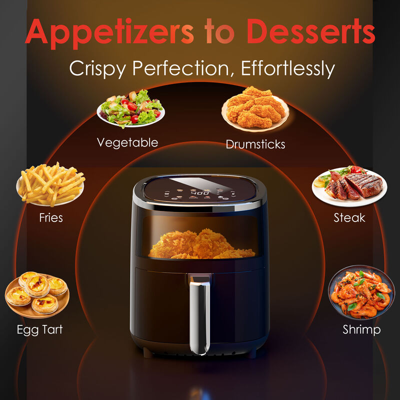 WHALLULTRA 4QT Compact Air Fryer, Touchscreen Smart Digital Color Air Fryers with View Window, 12 Presets, Air Fry, Bake, Broil, Dehydrate, Roast image number 3