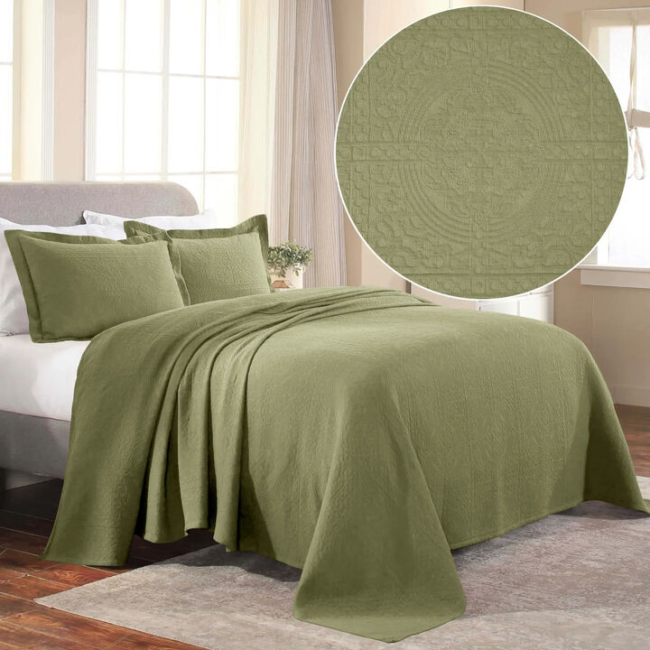 Lightweight Cotton Matelasse Bedspread and Shams Set for Bedroom