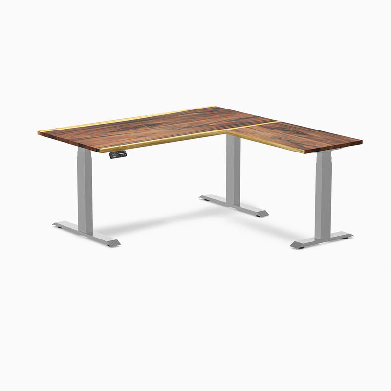 Desky Hardwood L-Shape Sit Stand Desk image number 0