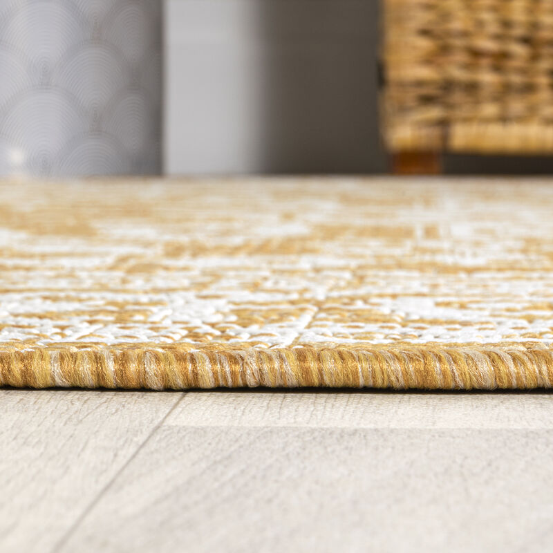 Sinjuri Medallion Textured Weave Indoor/Outdoor Area Rug