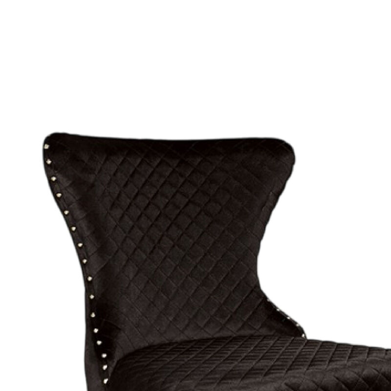 Anova Dining Side Chair Set of 2, Diamond Pattern Black Seat, Gold Leg image number 2