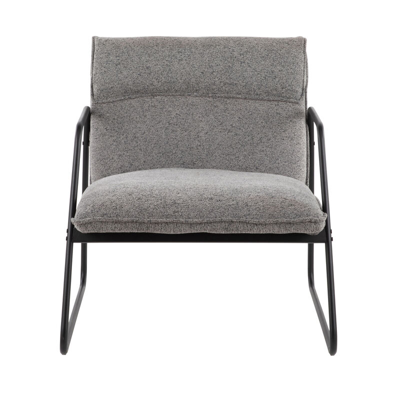 Casper Industrial Arm Chair in Black Steel and Grey Noise Fabric by Lumi Source
