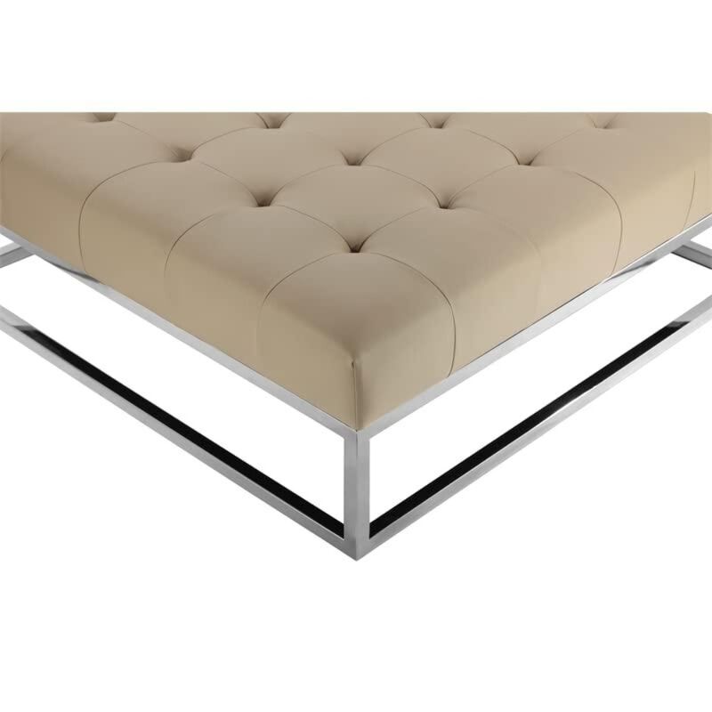 Pangea Home Pippa Ottoman Faux Leather Sand