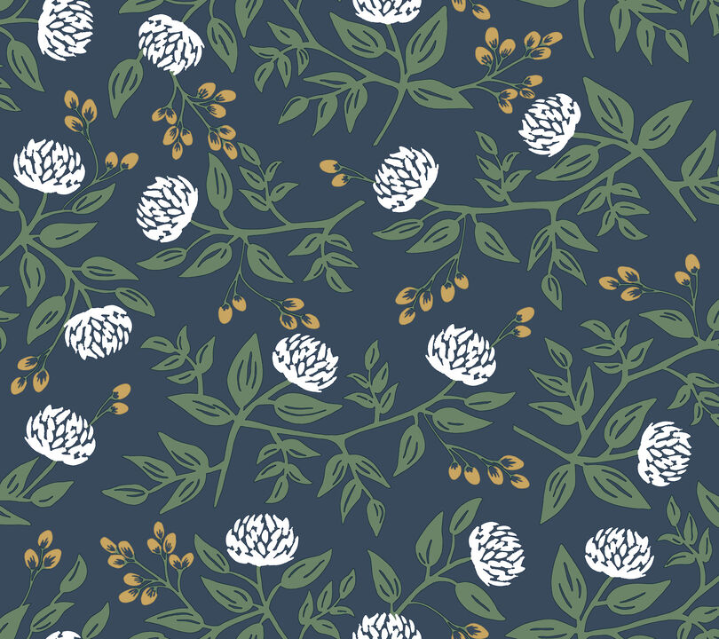 Peonies Navy Floral Premium Peel + Stick Wallpaper