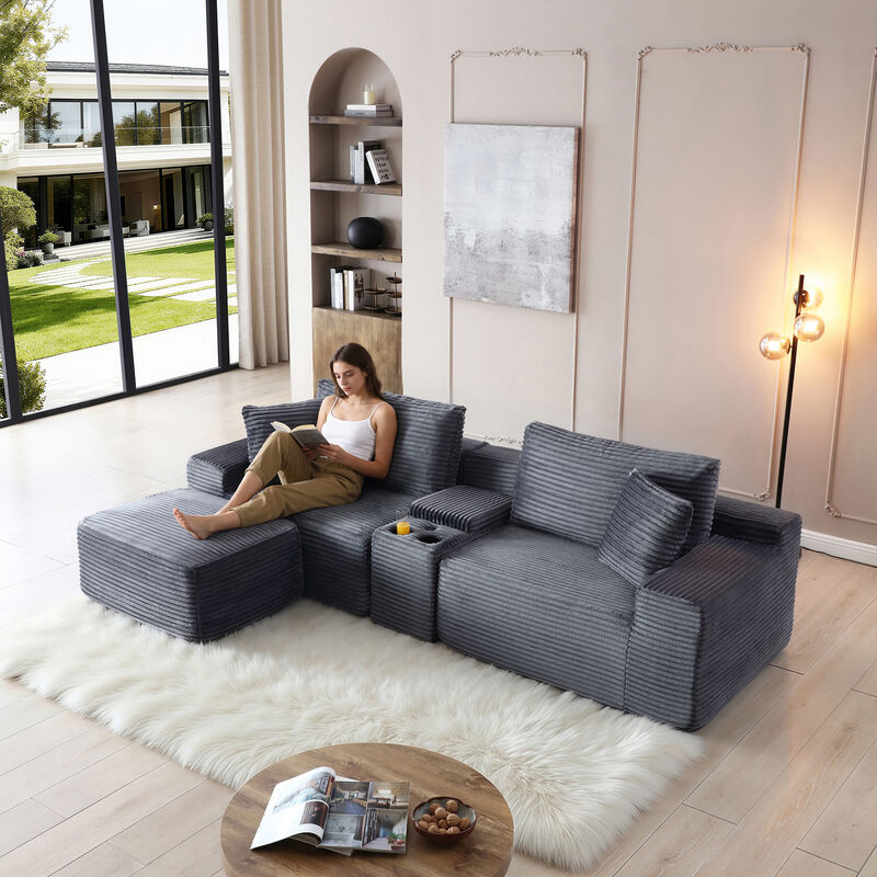 Snogla Sectional Sofa with Cup Holders image number 3