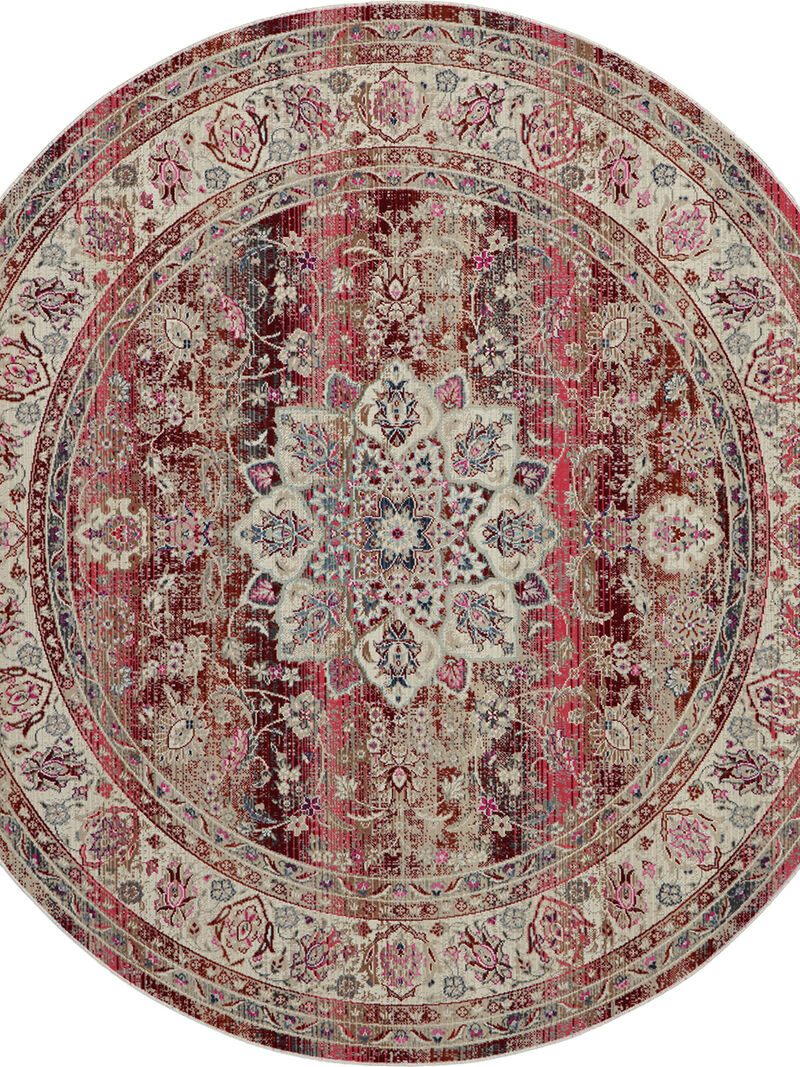 Vintage Kashan VKA01 Red 6' x Round Rug