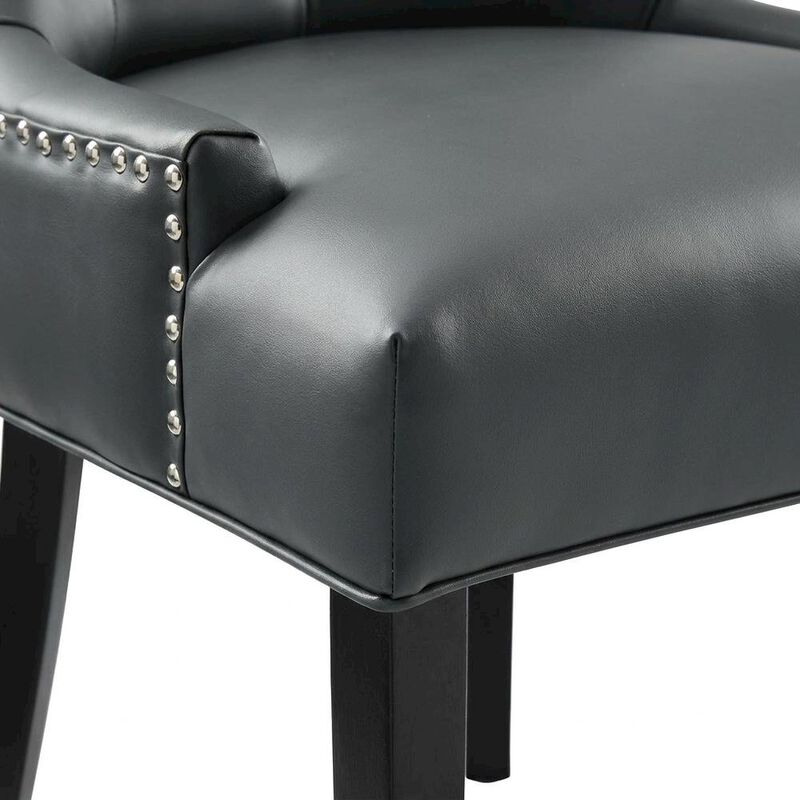 Tufted Vegan Leather Upholstered Dining Chair for Dining Room, Tan image number 6