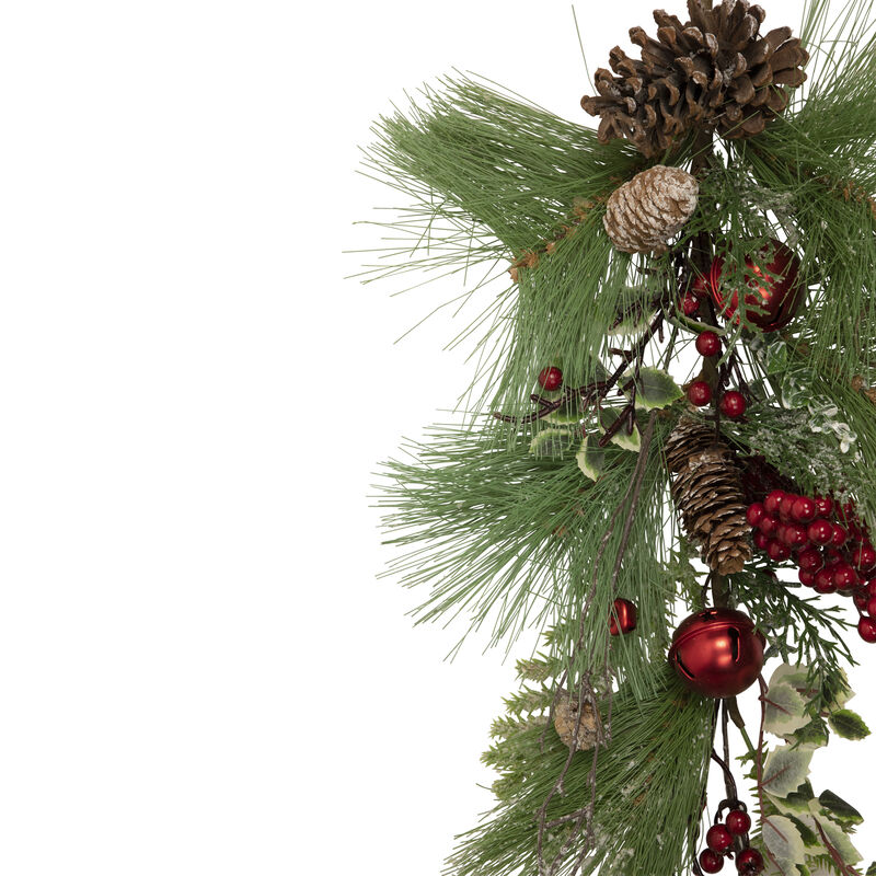 30" Frosted Berries and Pine Cones Artificial Christmas Teardrop Swag - Unlit image number 3