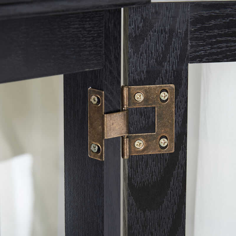 Merax Retro Glass Display Cabinet with 7-Color LED Lights & Adjustable Shelves