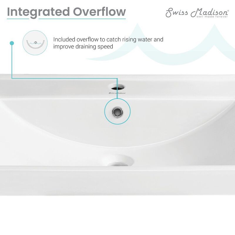 Carre 24" Vanity Top Bathroom Sink Single Hole image number 4